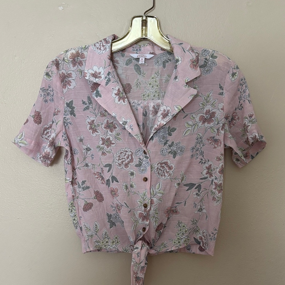 Candie's Pink Floral Button-Down Shirt